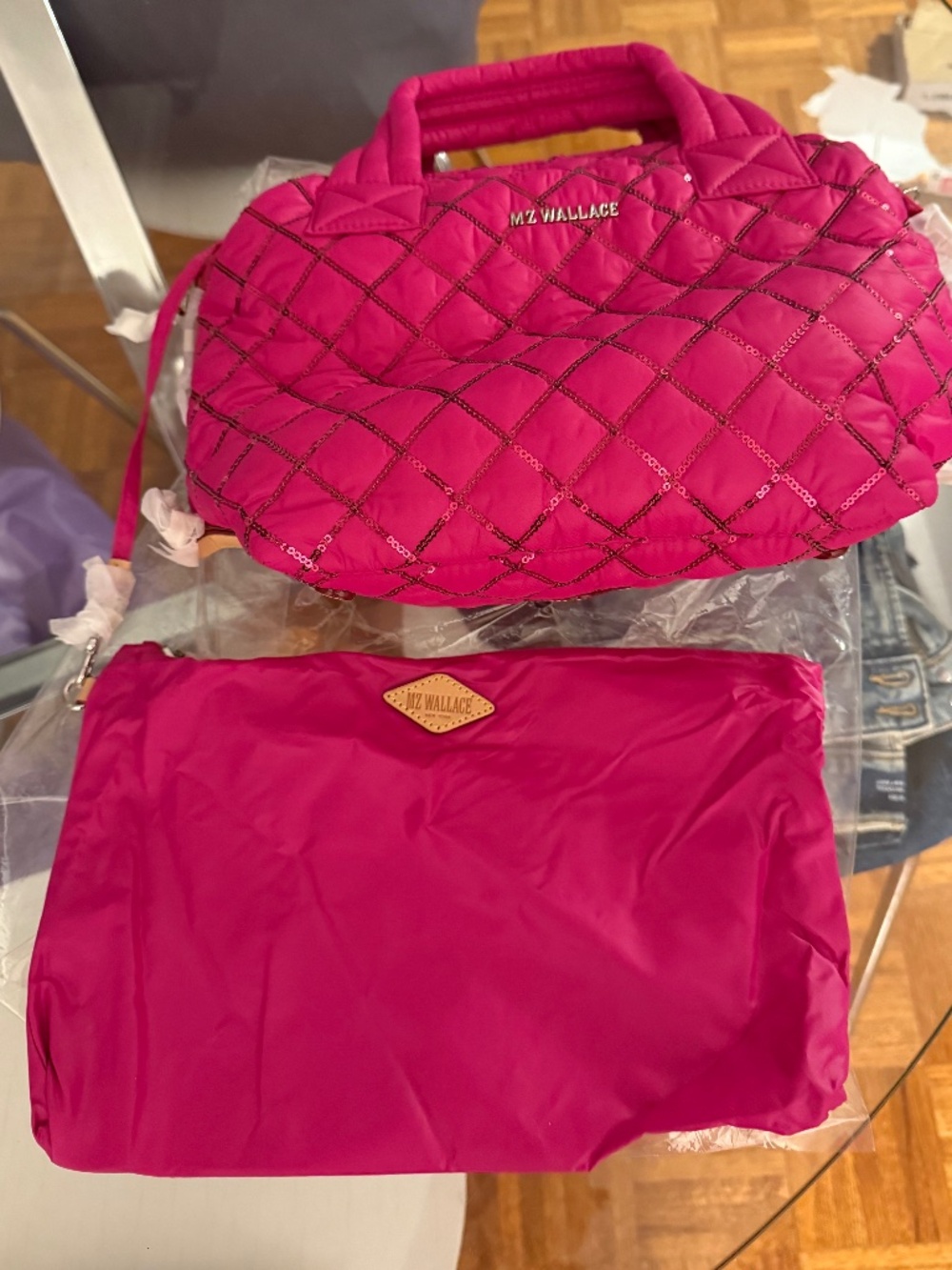MZ Wallace Sutton Deluxe Size S Fuchsia with Sequin NWT - Picture 8 of 9